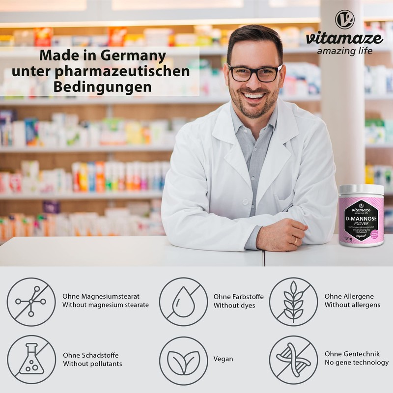 D-Mannose Powder High Dose & Vegan, 2000 mg per Daily
