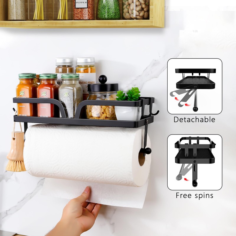 Taozun Paper Towel Holder with Shelf, Kitchen Paper Holder Spice