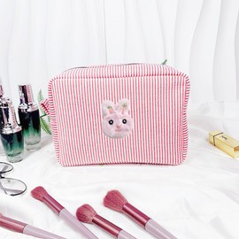 CATCH ON Travel Makeup Bag Initial Makeup Pouch Cosmetic Bag Travel Toiletry Bag Organizer Cute Stuff for Teen Girls Women (A)