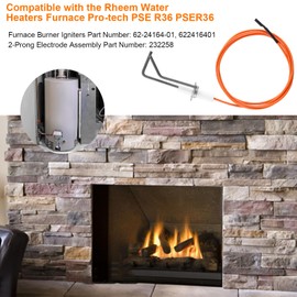 Tigbear 62-24164-01 Direct Spark Ignitor for Rheem Furnaces Flame Sensor Igniter Sensing Rod, 232258 2-Prong Electrode Assembly, Fire Pit Spark with 31.5" High Temperature Cable Wire