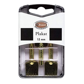 Brause 375515B Pack of 3 Feather Posters 15 mm Ideal for Drawing and Calligraphy 1 Pack Gold