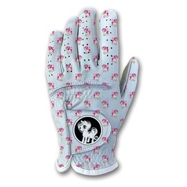 Scale Wear Design Funny Pink Pony Club Golf Glove - Cabretta and Synthetic Leather Left LH Right RH Hand Golfer Weather Grip Adult White Leather