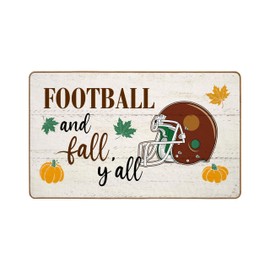ETYZE Fall Door Mat Front Door Mat Outdoor Entrance, Football Decor Mats, Football and Fall Y'all Decor Mat, Fall Pumpkin Decor Doormat Outside, Best Birthday Gift for Boys Man, 30x17 Inch