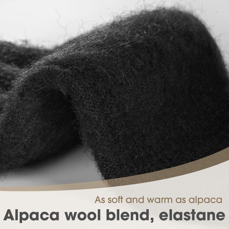 Rahhint Alpaca Wool Winter Warm Fingerless Gloves for Men Women