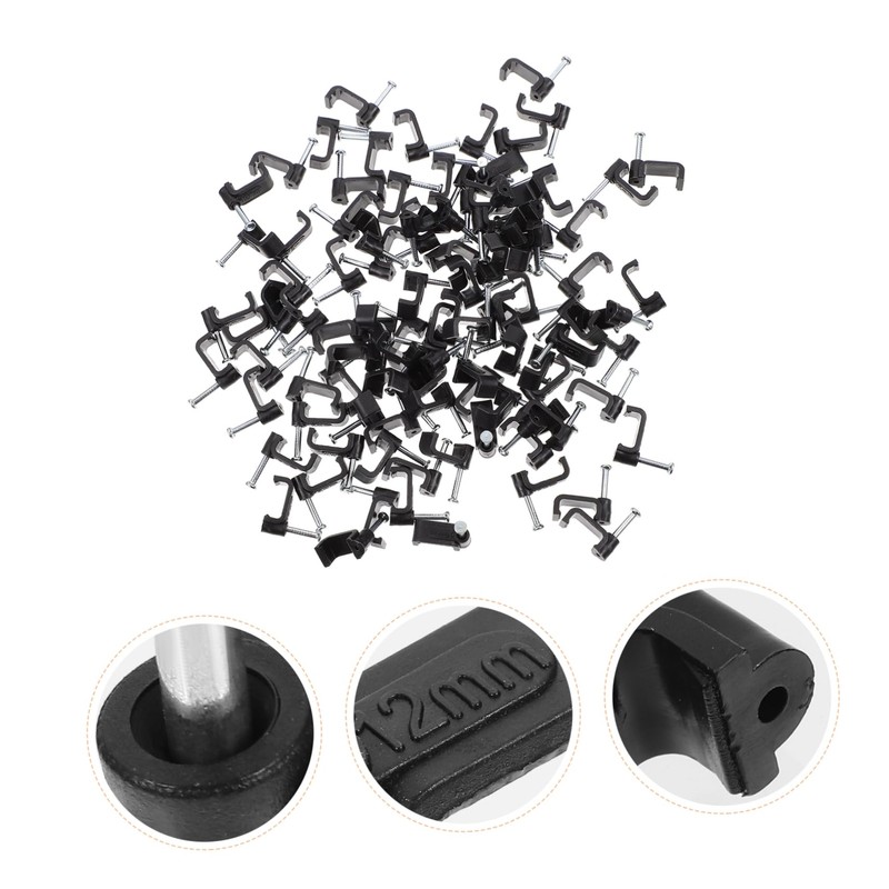 Mikinona 100Pcs Black J Hooks Cable Fixing Clips Durable Wire