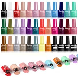 JODSONE 32 Colors Gel Nail Polish Set Same Color Same Bottle No Wipe Base Top Matte Glitter Coat Professional Choice