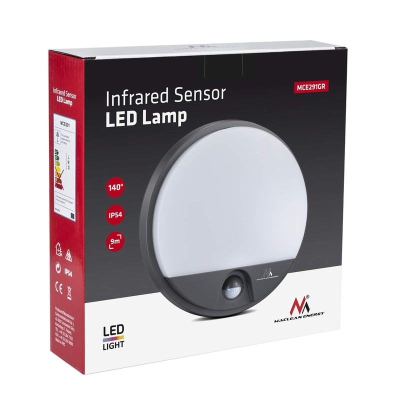 Maclean MCE291 GR Wall LED Lamp with Infrared Motion Sensor