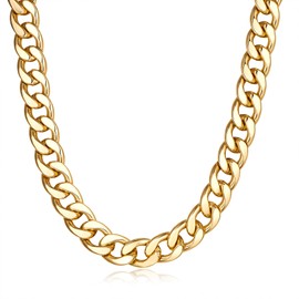 FILMOON 15mm Stainless Steel 18-24 Inch Cuban Curb Chain Chunky Necklace for Women Men