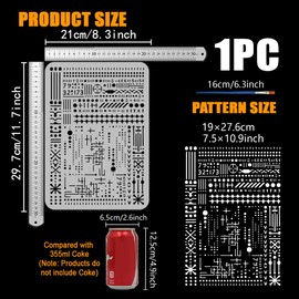 FINGERINSPIRE Morse Code Stencil for Painting 8.3x11.7inch Numbers Dots Lines Template with Paint Brush Symbols Geometric Pattern Stencil Daily Theme Template for Wall Furniture Floor Decoration