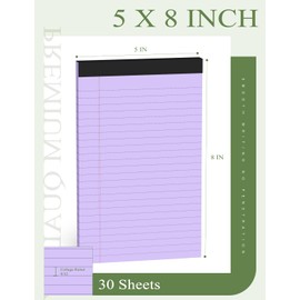 6pcs Small Note Pads, Purple Notepads 5x8 College Ruled Notebook, Writing Pads 5 x 8, Legal Pads, Memo Pad Paper Perforate Narrow Ruled Notebooks for Work, School, Office,30 Sheets/Pack