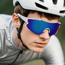 MJEBT Polarized Sports Sunglasses for Men Women, Baseball Cycling Fishing Running Sun Glasses UV400 Protection（Black/Red Mirror+Black/Blue Mirror+Black Red/Blue Mirror）