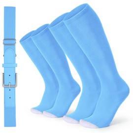 XZQTIVE Baseball Socks and Belt Combo Set,2 Pairs Softball Socks with Adjustable Elastic Baseball Belt for Youth Adult Men Women