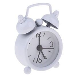 Xingdianfu Analoger Mini-Nostalgie Wecker, Nachttisch-Wecker mit lautem Alarm,Retro-Design Analoger Wecker, lautlos kein Ticken （Knopfbatterie Nicht im Lieferumfang enthalten） (weiß)
