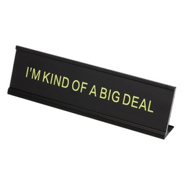 PATIKIL Funny Nameplate, 8"x2" Novelty Desk Sign Plaque Aluminum Desk Name Plate with Base for Office, Black Yellow (I'M Kind Of A Big Deal)