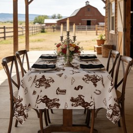 ANATTASOUL Western Cowboys Rectangle Tablecloth for Dining Table