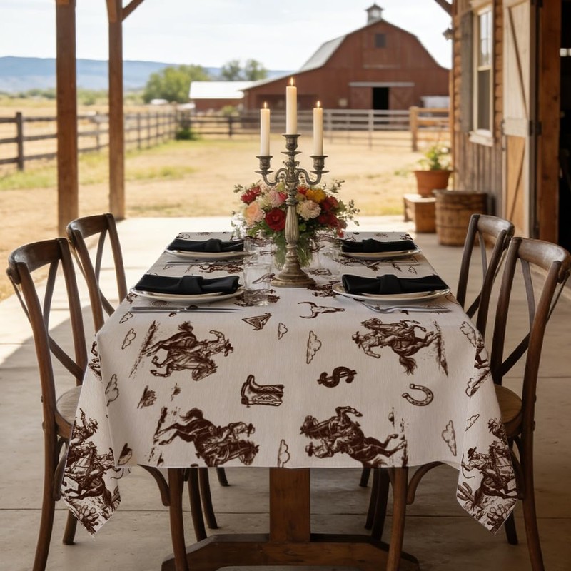 ANATTASOUL Western Cowboys Rectangle Tablecloth for Dining Table