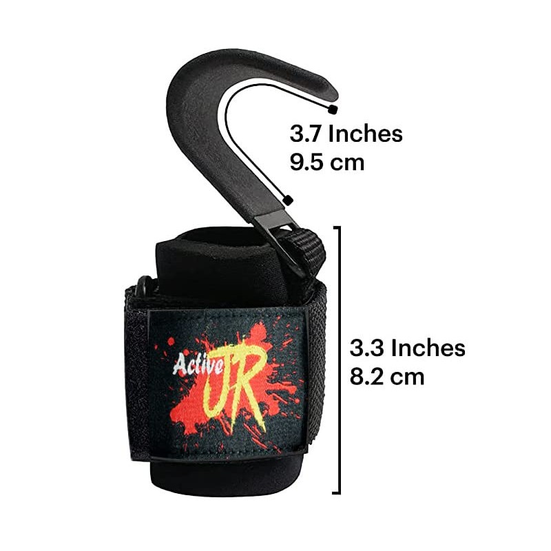 Weight Lifting Hook Handle (Pair) with Lifting Wrist Straps for