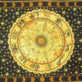 Zodiac Indian Hippie Bohemian Horoscope Zodiac Wall Hanging Tapestry Twin Size Bedsheet