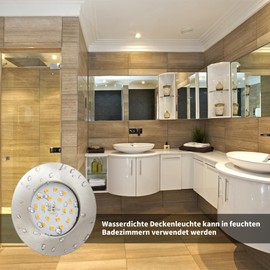 Wondlumi LED Recessed Spotlight 5 W IP44 Bathroom 30 mm Flat LED Spot Round Nickel Recessed Spotlights 230 V Warm White 500 lm, Not Dimmable, Pack of 6