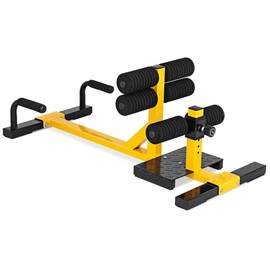 GYMAX Sissy Squat Machine, 3-in-1 Deep Sissy Squat Machine with Strap Circles & Adjustable Height, Perfect for Push-up, Sissy Squat & Abs Training, Workout Equipment for Home, Gym (Yellow)