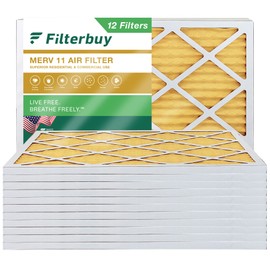 Filterbuy 16x20x1 Air Filter MERV 11 Allergen Defense (12-Pack), Pleated HVAC AC Furnace Air Filters Replacement (Actual Size: 15.50 x 19.50 x 0.75 Inches)