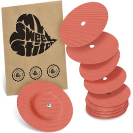 MySweetStitch - 10 x Freestyle Libre 1 & 2 Plasters Round with Ventilation Hole, Outer Diameter 65 mm, Inner Diameter 6 mm, Waterproof, Breathable, Made in Germany, Coral