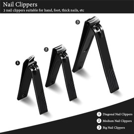 ZIZZON Travel Mini Manicure set Nail Clipper set 10 in 1 Stainless Steel Pedicure Care Grooming kit with Case(Black/Red)