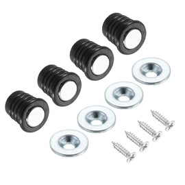 uxcell 4 Set Cabinet Door Catch, Mini Circle Cabinet Latch Lock Metal with Screw for Cupboard Kitchen Closet Wardrobe Door, Black