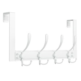 WLCSNG Heavy Duty Over The Door Hooks Rustproof - 25lb Over The Door Towel Rack, Over The Door Towel Hook, Door Hanger for Bathroom, Coat Rack Dorm Room Essentials (1Pack, White)