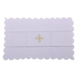 BLESSUME Church Mass Altar Cloth Purificator Cloth Cross Embroidery (White 4)