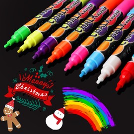WECUTE 8 Colours Chalk Pens for Blackboard, Washable, 3 mm Neon Liquid Chalk for Windows, Chalk Marker for Glass & Boards, Blackboard Pen, Colourful Window Pens, Glass Paint Pens, Whiteboard Marker (3