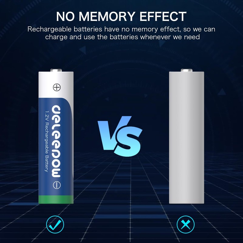 Deleepow NiMH AA Rechargeable Batteries 8 Pack 3300mAh 1.2V AA