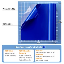 Hisiu Royal Blue HTV Heat Transfer Vinyl Roll, 12"x20ft Royal Blue Iron on Vinyl Compatible with Cricut and All Cutting Machine, Royal Blue Heat Press Vinyl Heat Transfer for Shirts
