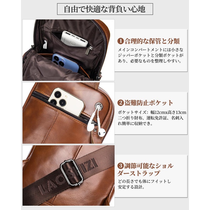 DOOMUS Men's Shoulder Bag, Crossbody Bag, Genuine Leather, Waterproof, Large