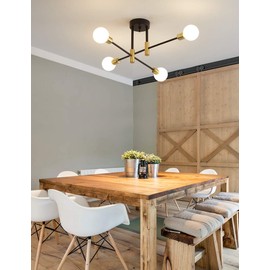 Sputnik Chandelier Mid Century Modern Nordic Pendant Lighting 4 Lights Ceiling Light Fixture Black Light for Living Room,Kitchen,Bedroom,Dining Room