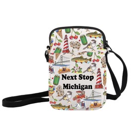 JXGZSO Michigan Travel Gift Next Stop Michigan Makeup Bag Traveler Gift Michigan State Vacation Gift Michigan Cosmetic Bag, Next Stop Michigan Crossbody