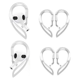 JNSA Ear Hooks Compatible with AirPods3,Anti-Slip Anti-Drop AirPod 3 Earhooks, Multi-Angle Adjustment Accessories,2 Pairs,Transparent (a3h2p)