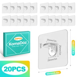 KornaDoz 20 Pcs Heavy Duty Adhesive Shelf Brackets - Drill-Free Transparent Supports for Kitchen Cabinet, Closet, Shower Storage - Easy Mounting Wall Hardware with Damage-Free Design