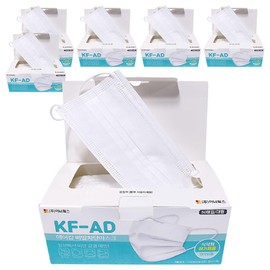 AirCop Droplet Blocking Mask Large KF-AD, 50-pack, 6 packs, White / 에어캅 비말차단 마스크 대형 KF-AD, 50개입, 6개, 흰색
