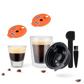 i Cafilas Reusable Coffee Capsule Coffee Filter for Tassimo Bosch, Refillable Coffee Capsule Compatible with Tassimo Bosch, 1 Coffee Capsule (180 ml) + 1 Disc Lid Filter (60 ml), Orange