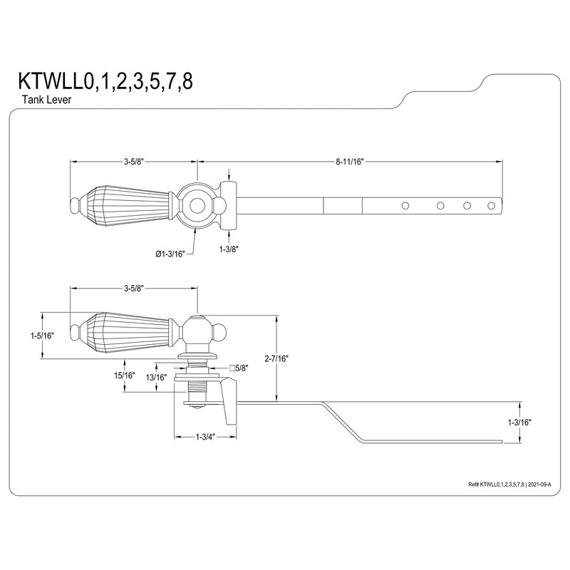 Kingston Brass KTWLL2 Wilshire Toilet Tank Lever, Polished Brass 12.31