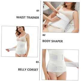 LIFKOME Postpartum Belly Belt Girdle Post Pregnancy Section Belly Band Postnatal Belly Band Belts for Women Slimming Girdle Waist Trainer Belly Corset White Pure Cotton