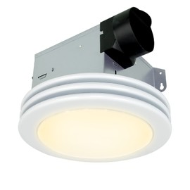 Akicon Ultra Quiet Bathroom Exhaust Fan with LED Light 80CFM 2.0 Sones Round Bathroom Ventilation Fan with Frosted Glass Cover (Satin White)