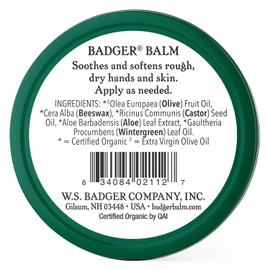 Badger Healing Balm, Hard Working Hands Cream, Organic Hand Cream for Dry Cracked Hands, Long Lasting Hand Moisturizer/Dry Hands Treatment, .75 oz Tin