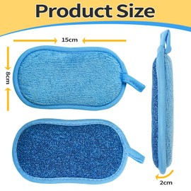 Votoko BGS Pack of 12 Washing Up Sponge, Large Cleaning Sponge, Kitchen Sponge, Washable, 15 x 8 x 2 cm Sponges for Kitchen, Washing Up Sponge, Sustainable Microfibre Double Sponges Scourer for Dishes