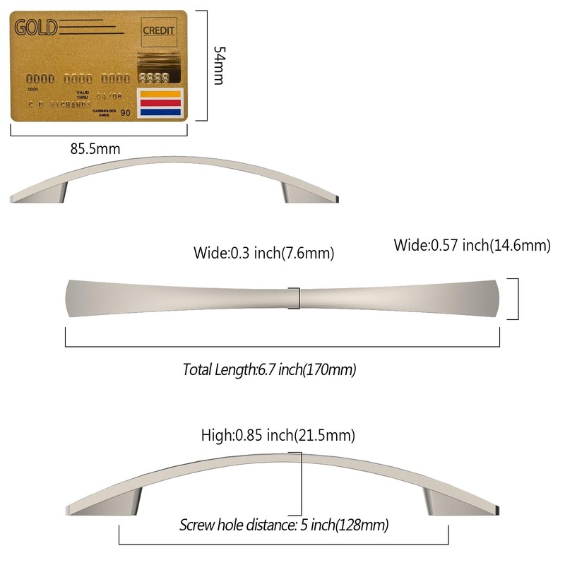 Amerdeco 10 Pack Brushed Satin Nickel Cabinet Pulls 5 Inch(128mm)