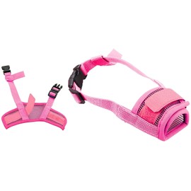 Ezonedeal Dog Muzzle - Best to Prevent Biting, Chewing and Barking, Adjustable Mouth Cover for Small Medium Large Extra Dogs (Small, Pink)