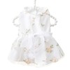 Anelekor White Dog Dress for Small Dog Girl Embroidered Floral