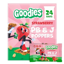 Goodies Strawberry PB&J Poppers, Soft Baked Kids Snack Bars 4+, Strawberry Filled Oat & Peanut Bars, No High Fructose Corn Syrup, Gluten Free & Non-GMO, 24 Bars (6 Boxes)
