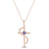 14K Rose Gold Over Sterling Silver Simulated Violet Tanzanite Cross